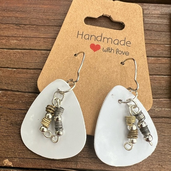 Handmade Recycled Guitar String Earrings - Picture 6 of 7